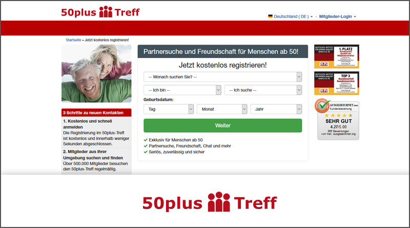 Treff de plus 50 Partnersuche und